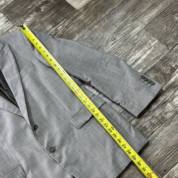 Stafford Gray Plaid Men Blazer , 44 Regular Classic Fit